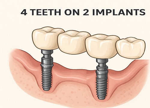 4 Teeth on 2 Implants